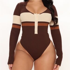 Brown multi color bodysuit